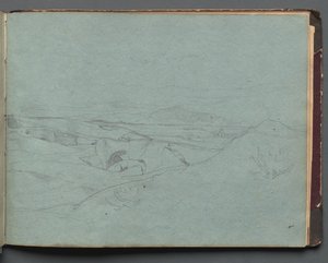Album med utsikt over Roma og omegn, landskapsstudier, side 52a: Romersk landskap. av Franz Johann Heinrich Nadorp