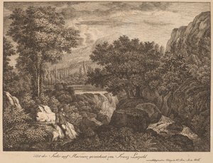 Hvilende reisende i et fjellrikt landskap av Franz Joseph Leopold
