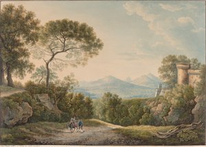 Utsikt fra Tivoli over Tiberdalen ved solnedgang av Franz Kaisermann