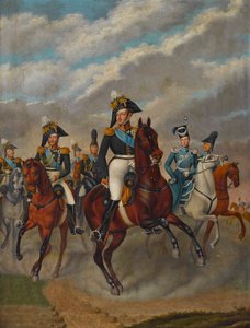 Tsar Nicholas I av Russland med Tsarevich Alexander og hans følge.