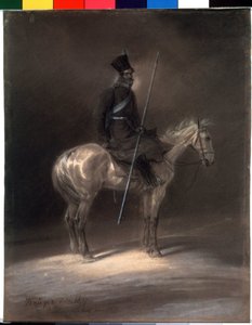 Kosakk til hest. Kosakk til hest. Tegning av Franz Kruger (1797-1857) av Franz Krüger