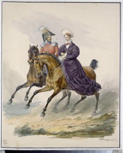 Keiser Nicholas I (1796-1855) og keiserinne Alexandra Fedorovna (nee Charlotte av Preussen av Franz Krüger