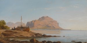 Palermo-bukten med utsikt over Monte Pellegrino. 1846