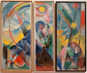 Landskap med en regnbue / Landskap med en regnbue (mytisk dyr) av Franz Marc