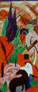 Landskap med dyr og regnbue av Franz Marc