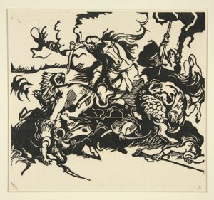 Løvejakt av Franz Marc