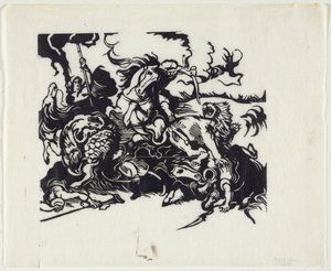 Løvejakt etter Delacroix av Franz Marc