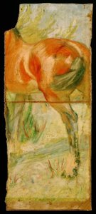 Hest foran en stor busk av Franz Marc