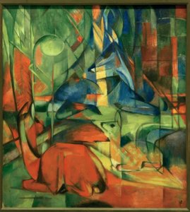 Hjort i skogen II av Franz Marc