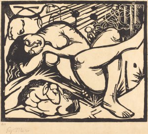 Sovende gjeterinne (Schlafende Hirtin), 1912 av Franz Marc