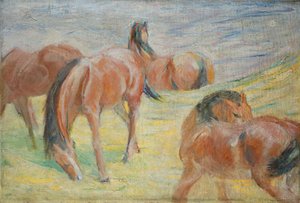 Gressende hester I av Franz Marc