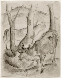 To kyr under trær av Franz Marc