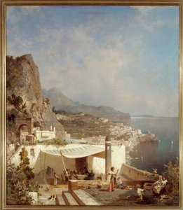 Napolibukten. Maleri av Franz Richard Unterberger (1838-1902) Ec. Bel. av Franz Richard Unterberger