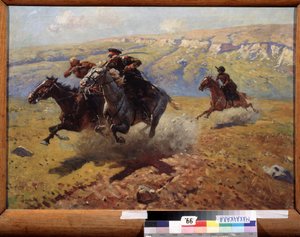 Duell (Duell). Maleri av Franz Roubaud (1856-1928), olje på lerret av Franz Roubaud
