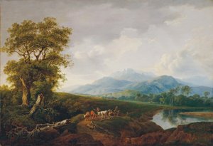 landskap med snøfjell av Franz Scheyerer
