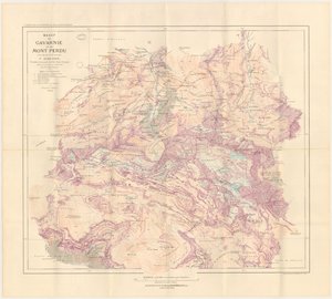 Kart over Gavarnie-massivet og Mont Perdu publisert i 1914 av Franz Schrader