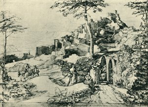 Kvinner ved en vannfontene ved Olevano, nær Roma, Italia, 1822, 1943. av Franz Theobald Horny