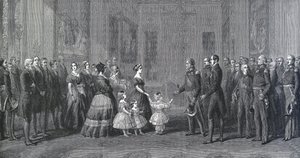 Dronning Victoria av England (1819-1901) tar imot Louis-Philippe I (Louis Philippe d