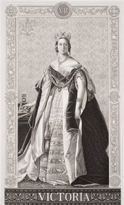 Dronning Victoria (1819-1901) fra "Illustrasjoner av engelsk og skotsk historie" bind II av Franz Xaver Winterhalter