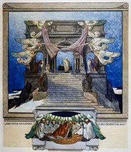 Og nye avkom kommer ned fra himmelen, Skjærsilden, canto XXII, Divine Comedy of Dante Alighieri, illustrasjon av Franz von Bayros (1866-1924), Wien