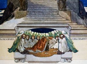 Og nye avkom kommer ned fra himmelen, Skjærsilden, canto XXII, Divine Comedy of Dante Alighieri, illustrasjon av Franz von Bayros (1866-1924), Wien
