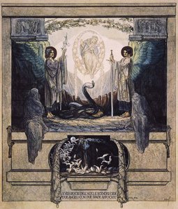 Illustrasjon fra Dantes guddommelige komedie, Skjærsilden, Canto VIII: 24, 1921 (wc på papir) av Franz von Bayros