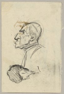 Portrettstudie av en kardinal, verso: muldyr sett bakfra (?) av Franz von Lenbach
