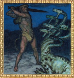 Hercules and Hydra - Peinture de Franz Ritter von Stuck (1863-1928) - 1915 - Syntonos farger på lerret - Museum Villa Stuck av Franz von Stuck