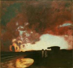 Solnedgang på havet av Franz von Stuck