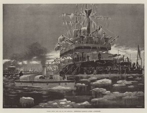 Frost, snø og is på Medway, Sheerness Harbor etter en snøstorm av Fred T. Jane