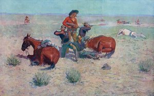 Indianere som angriper cowboyer. Frederic Remington.