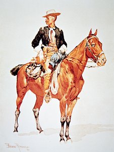 Løytnant S.C. Robertson, sjef for Crow Scouts, fra en akvarell fra 1890 (farge litho)