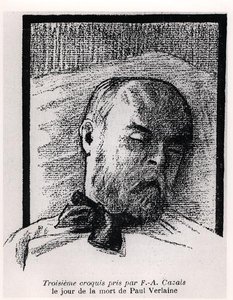 Skisse av Paul Verlaine på dødsleiet hans, fra 