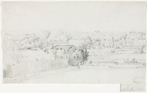 Utsikt over Villa Borghese og dens Orangerie fra Villa Medici, 1826. av Frederic Bourgeois de Mercey