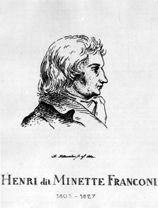 Circus: Eau forte av Frédéric Hillemacher, portrett av Henri Franconi, dit Minette Franconi (1805-1827) - i "The Franconi Circus" ”.