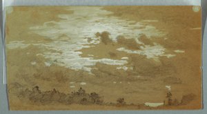 Skyet himmel over en skogkledd ås, Niagara av Frederic Edwin Church