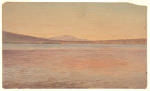 Fjern utsikt over fjellene Katahdin og reisende vist fra innsjøen Millinocket av Frederic Edwin Church