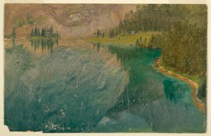 Tegning, Aplinesjøen, Bayern eller Sveits, 1868 av Frederic Edwin Church