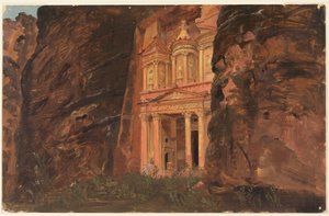 Tegning, El Khasneh, Petra, slutten av februar 1868 av Frederic Edwin Church