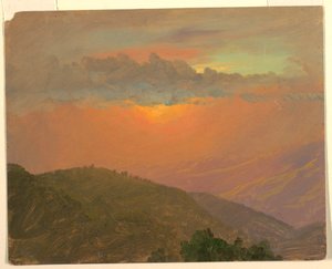 Tegning, Åstopp ved solnedgang, juli 1865 av Frederic Edwin Church