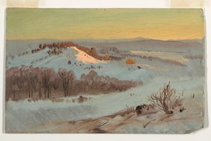 Tegning, Hudson Valley, New York om vinteren, 1869–70 av Frederic Edwin Church
