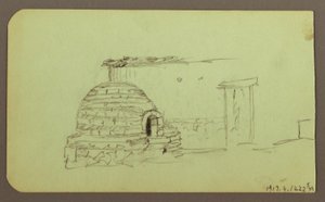 Tegning, Itaccihuatl-toppene; Verso: Bakeovn, 1883 av Frederic Edwin Church