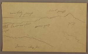 Tegning, landskap, august 1865 av Frederic Edwin Church