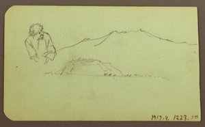 Tegning, landskap; Verso: Figur, landskap, 1883 av Frederic Edwin Church