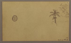Tegning, landskap; Verso: Tre i landskap, himmel, mai–august 1865 av Frederic Edwin Church