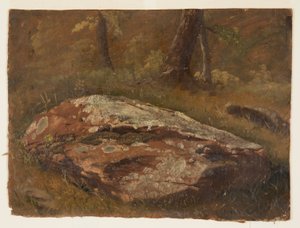 Tegning, Mosegrodde steiner, august 1845 av Frederic Edwin Church