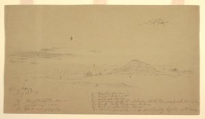 Tegning, Mount Chimborazo ved solnedgang, 1857 av Frederic Edwin Church