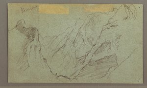 Tegning, Fjelldalen, muligens 1868 av Frederic Edwin Church