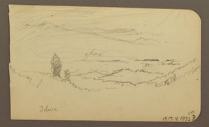Tegning, Fjelllandskap, Toluca; Verso: Fjell, Toluca, 20. april 1885 av Frederic Edwin Church