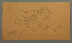 Tegning, fjell fra Wallis, Pennine-Alpene, august 1868 av Frederic Edwin Church